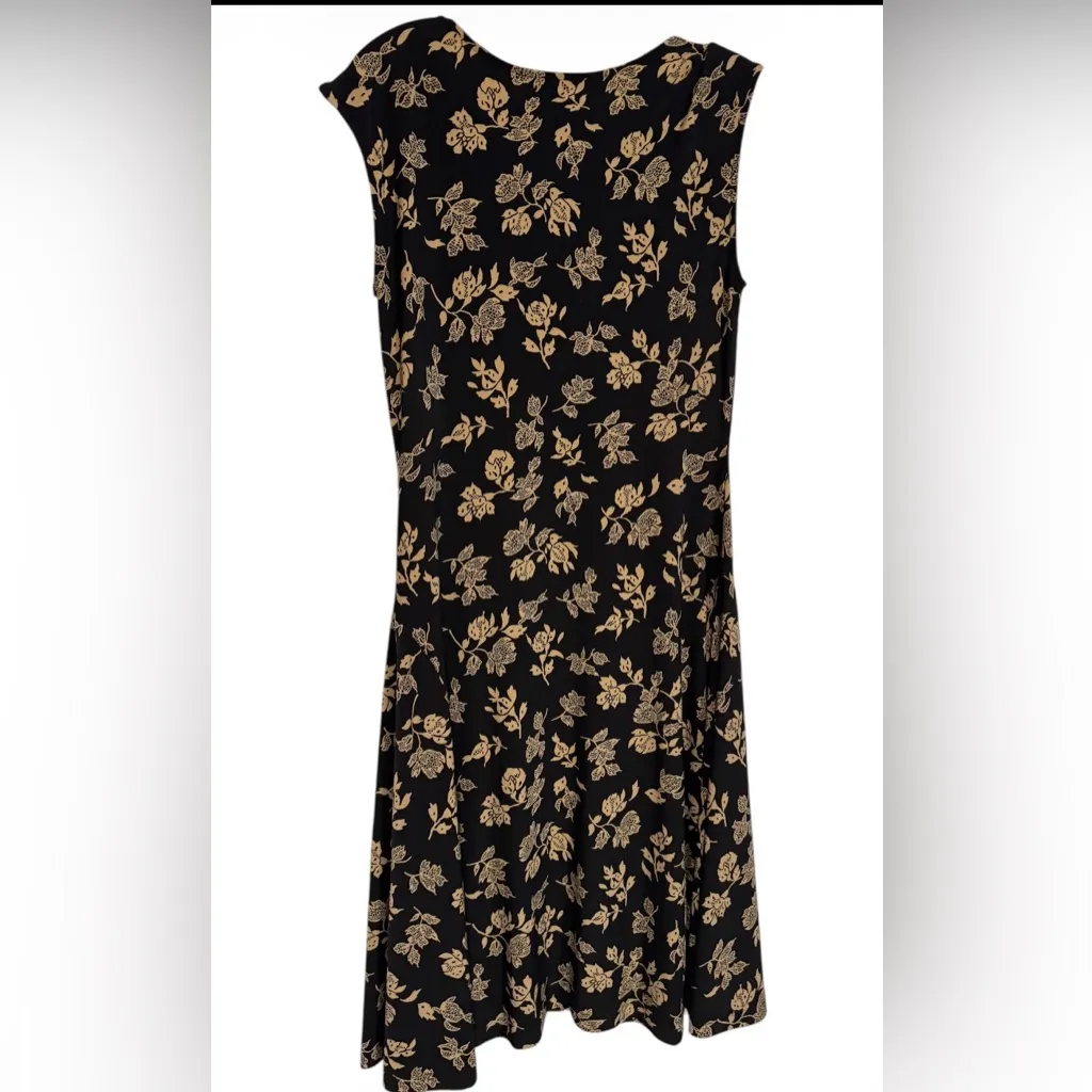Lauren Ralph Lauren black label Floral Belted Jersey Cap-Sleeve Dress black M P - Image 5