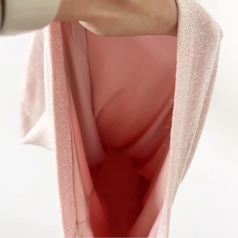 House of CB London Sleeveless Mock Neck Midi Dress in Sparkle Pink - Image 4