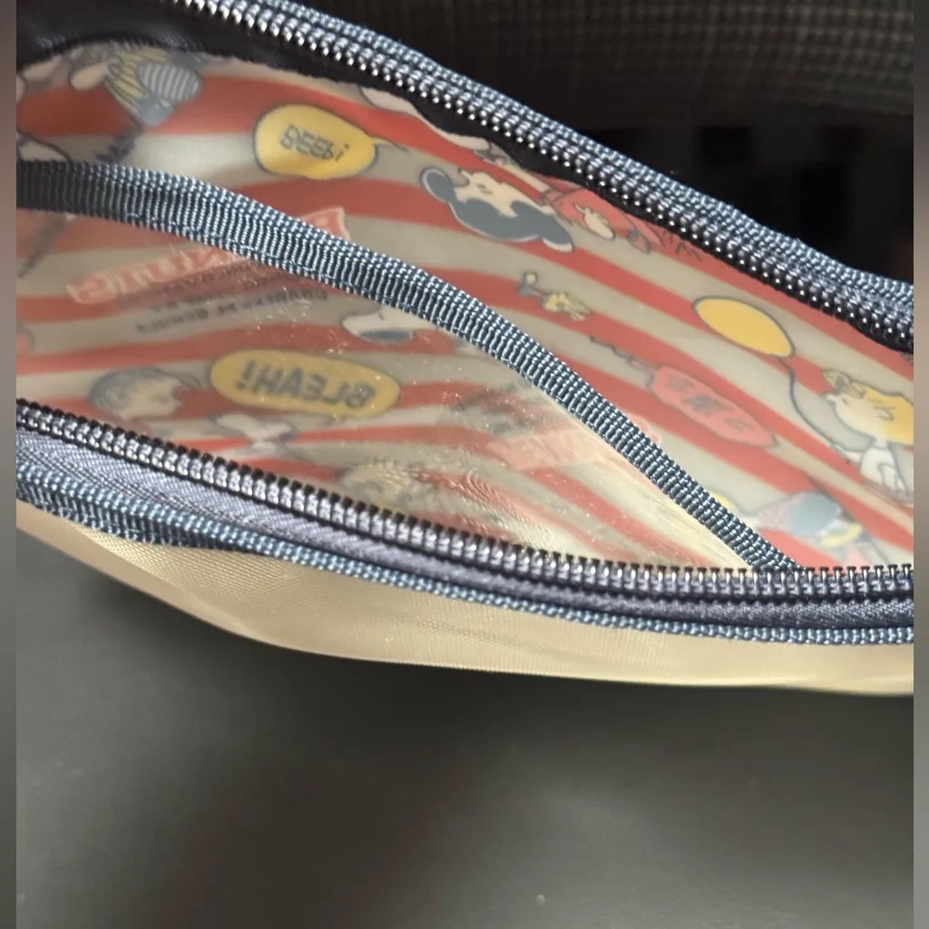 Peanuts snoopy Charlie Brown Woodstock Striped Clear Mesh Pouch Red - Image 2