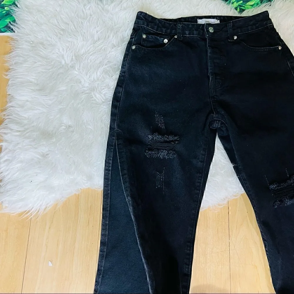 Anika black distressed casual modern streetwear style cutout sides jeans L Size L - Image 7