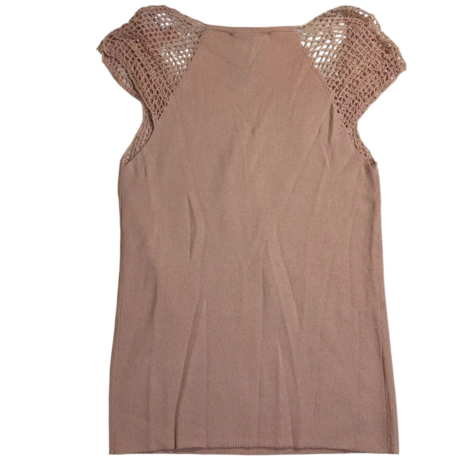 The Limited Crochet Knit‎ Top Sleeveless Beaded Blouse Pink Casual Tank Size M - Image 2