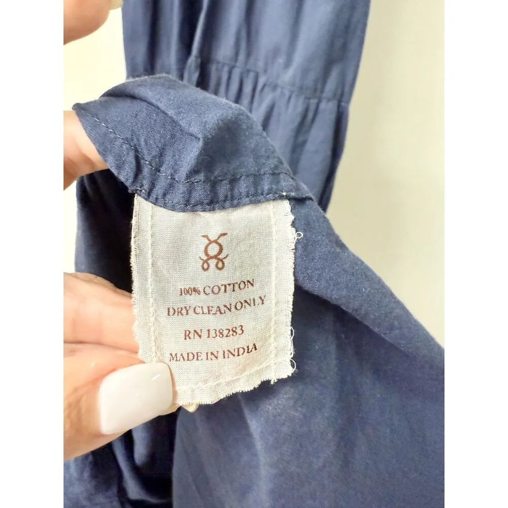 Figue 100% Cotton Sleeveless Scoop Neck Tiered Maxi Sundress Navy Blue Womens M Size M - Image 3