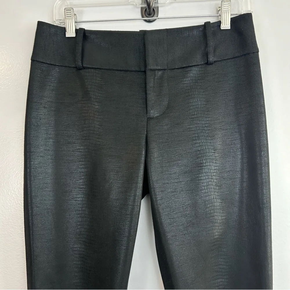 Black Faux Leather Cropped Snakeskin Print Ankle Size 2 Vegan - Image 2