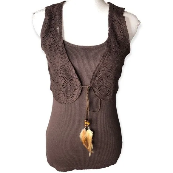 Lots of Love By Speechless Ribbed Tank Top & Lace Cardigan Set - Image 21