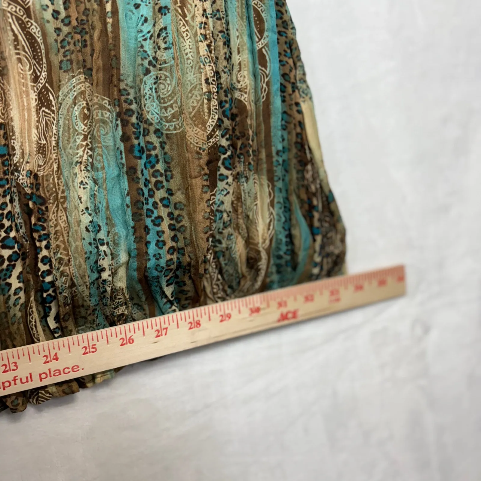 Dressbarn 8‎ Midi Skirt Funky Abstract Colorful Cheetah Retro Pleated Sheer Y2K - Image 8