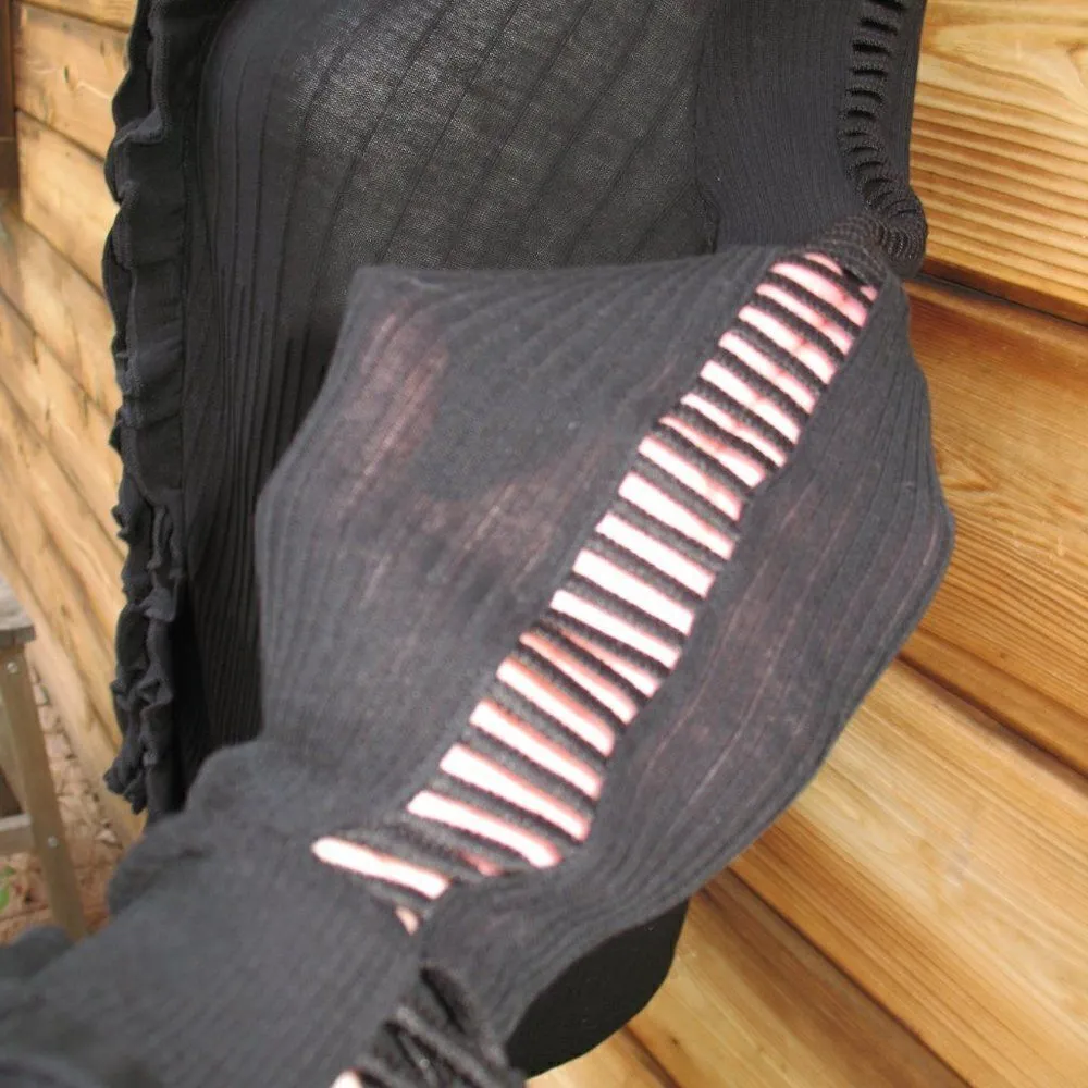 Anne Fontaine Ruffle Cardigan Knit Top Sweater Black Size 10 - Image 5