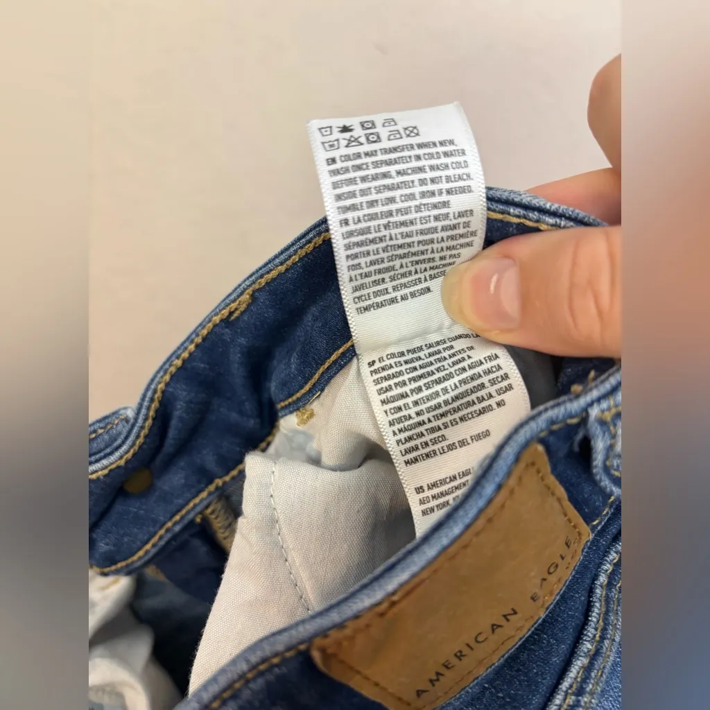 American Eagle Outfitters Distressed Ripped Blue Skinny Jeans Size 0 - Image 10