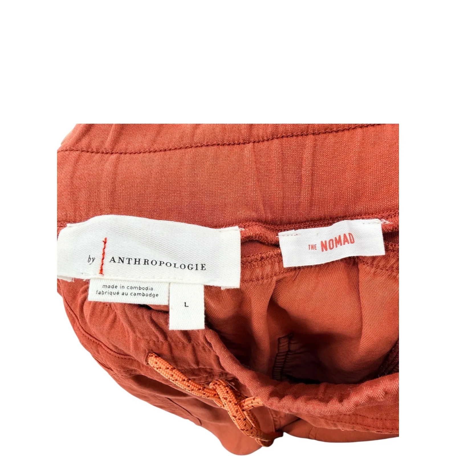 Anthropologie The Nomad Cargo Pants Rust Orange Drawstring Waist Cropped L NWT - Image 7