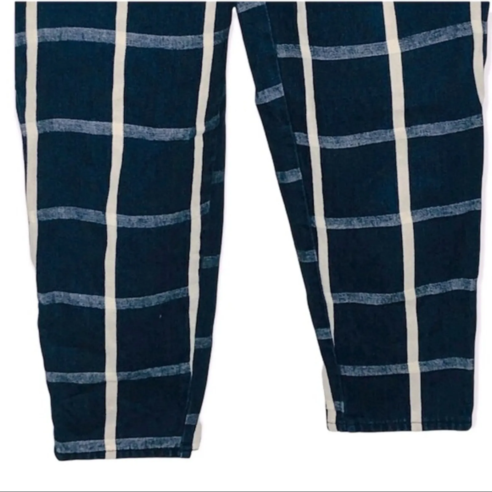 Rumble Seats Vintage Super High Waist Striped Plaid Jeans 25 USA Blue - Image 10