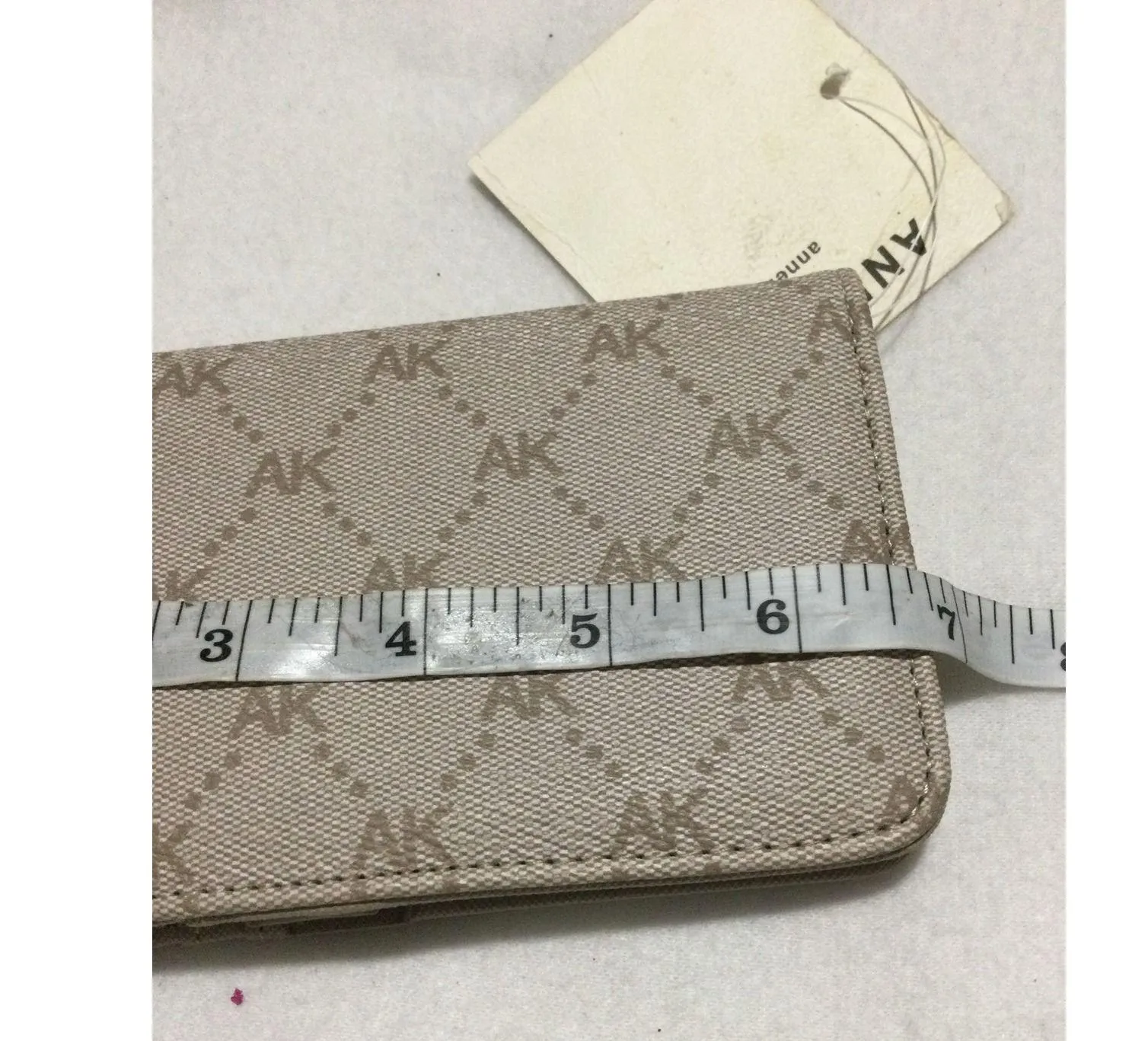 Anne Klein AK Logo Print Wallet Snap Closure Card‎ Holder Beige - Image 4