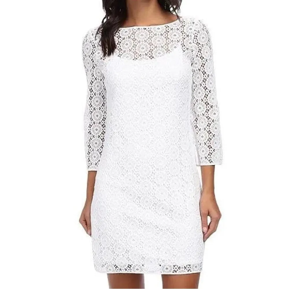 Lilly Pulitzer Topanga Crochet Knit Midi Dress White Beach Lace Bridal Resort - Image 2