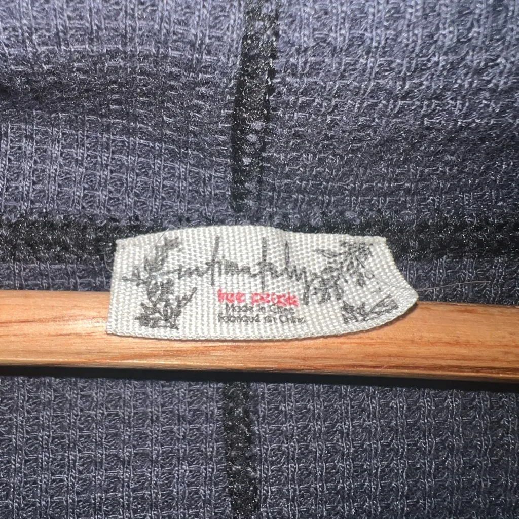 Free People Intimately Early Night Navy Blue Thermal Knit Hoodie‎ - Image 3