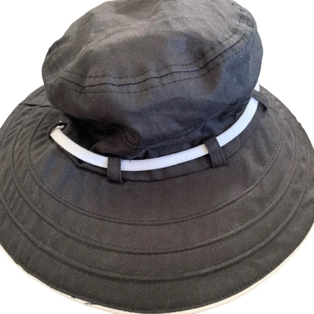 Panama Jack Hat Womens One Size Black White trim Cotton - Image 2