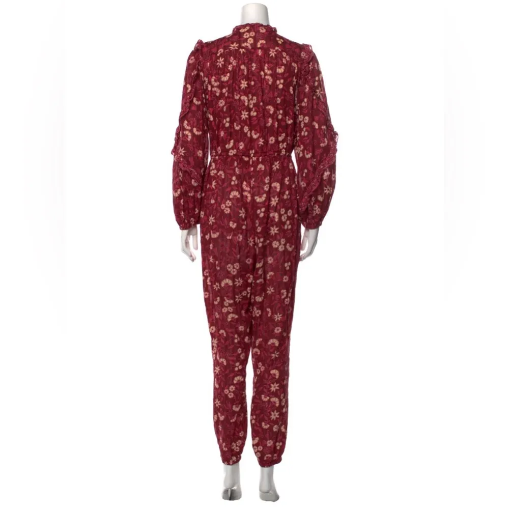 ULLA JOHNSON Delphine Burgundy Floral Printed Scoop Neck Jumpsuit Size 2 NEW - Image 6