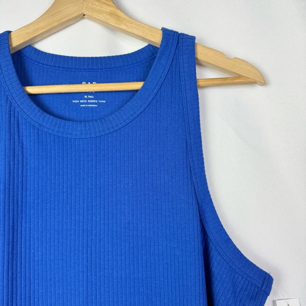 Gap Tall Royal Admiral Blue High Neck Ribbed Tank Top XL - Image 5