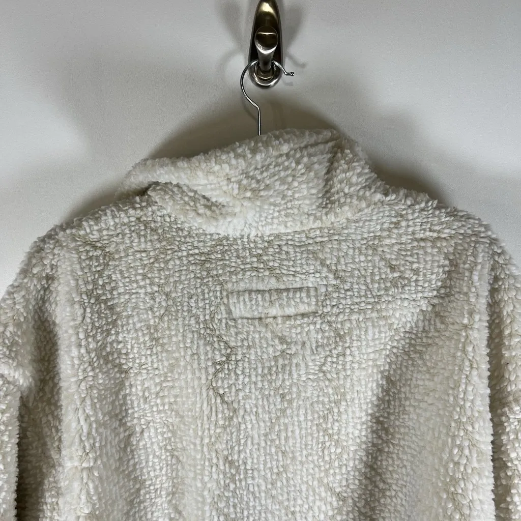 Columbia Womens Sherpa Jacket Fleece Sz XL Ivory Long Sleeve High Neck Polyester - Image 11
