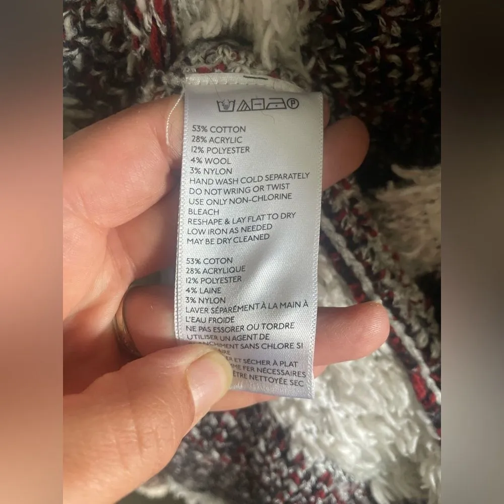 Ecote Urban Outfitters Textured Red White Stripe Sweater Poncho Shawl SZ OS - Image 6