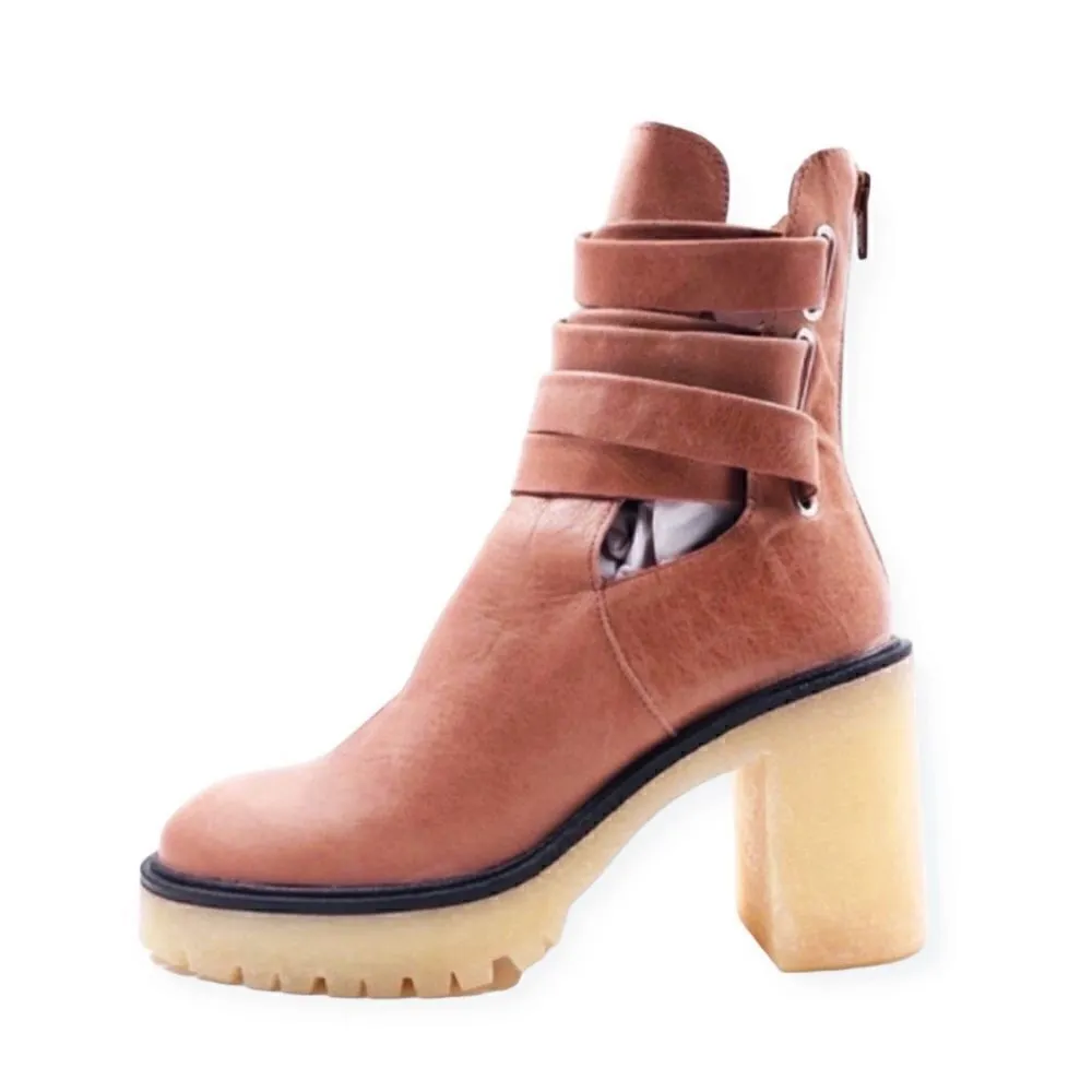 NEW Free People Jesse Cutout Platform Boot Womens Size 41 English Tan - Image 4