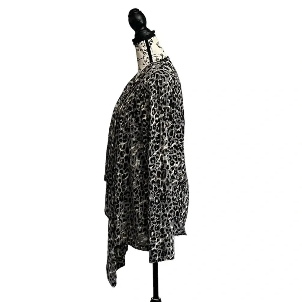 Calvin Klein Leopard Print Waterfall Cardigan L Animal Print Mob Wife Chic - Image 4