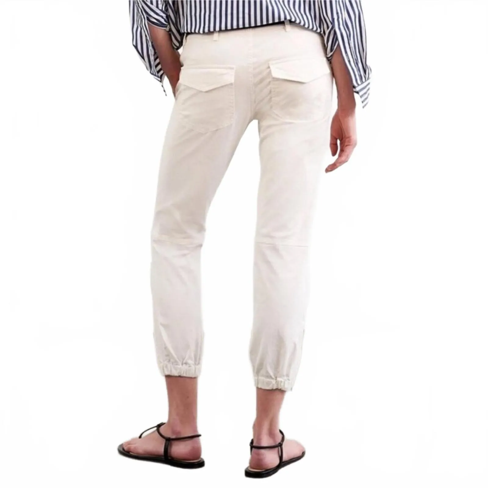 Nili Lotan Cropped Military Pants Tapered Twill Eggshell Women's Size 2 - Image 2