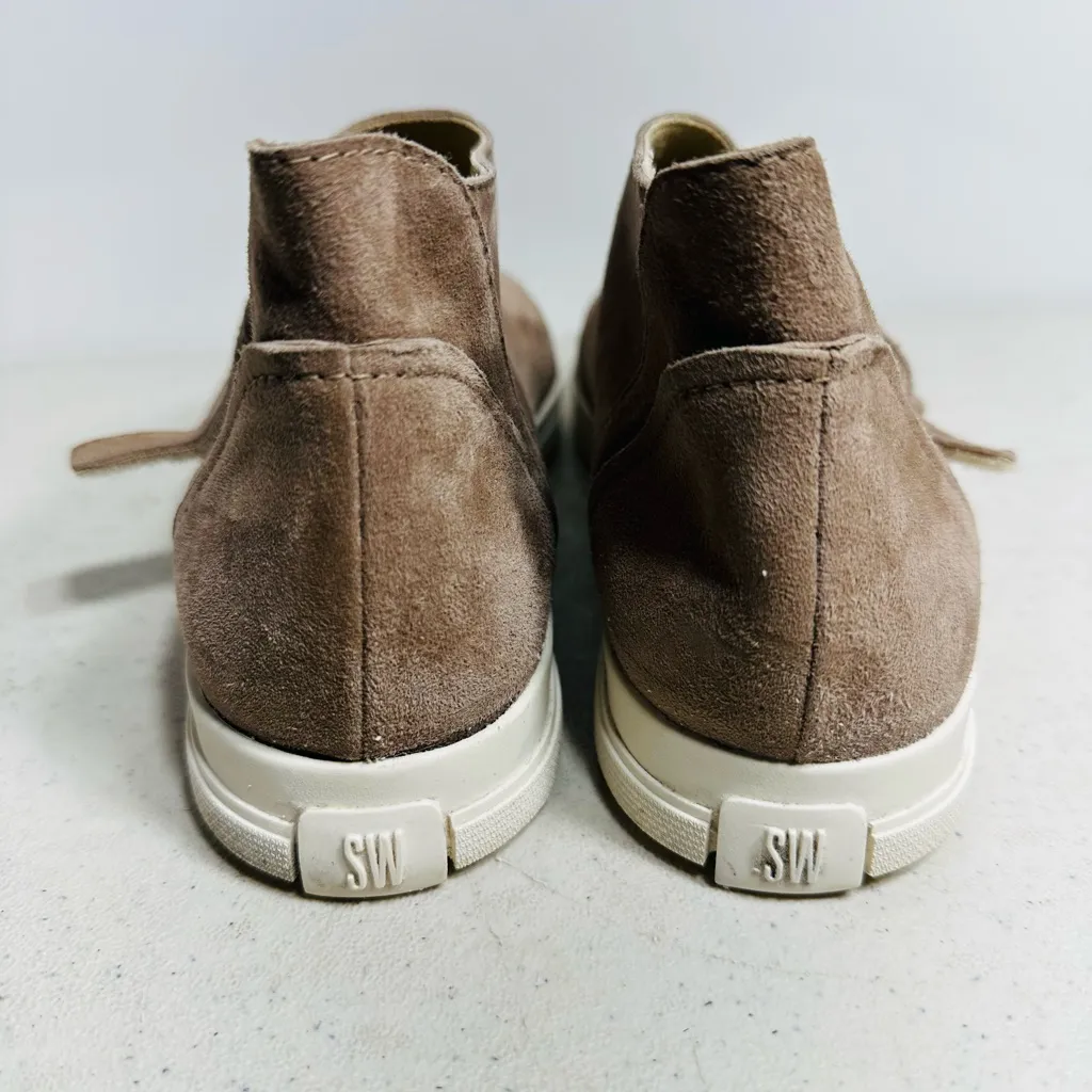 Stuart Weitzman Suede Leather Slip On Strap High Sneaker Size 6 - Image 5