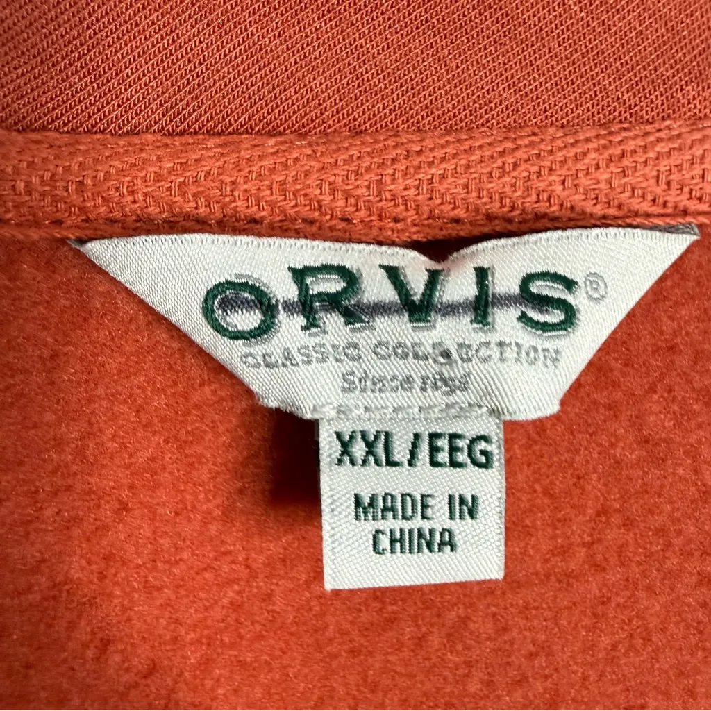 NWOT Orvis Orange V-Neck Pullover Sweatshirt Super Soft Stretch Size XXL - Image 3