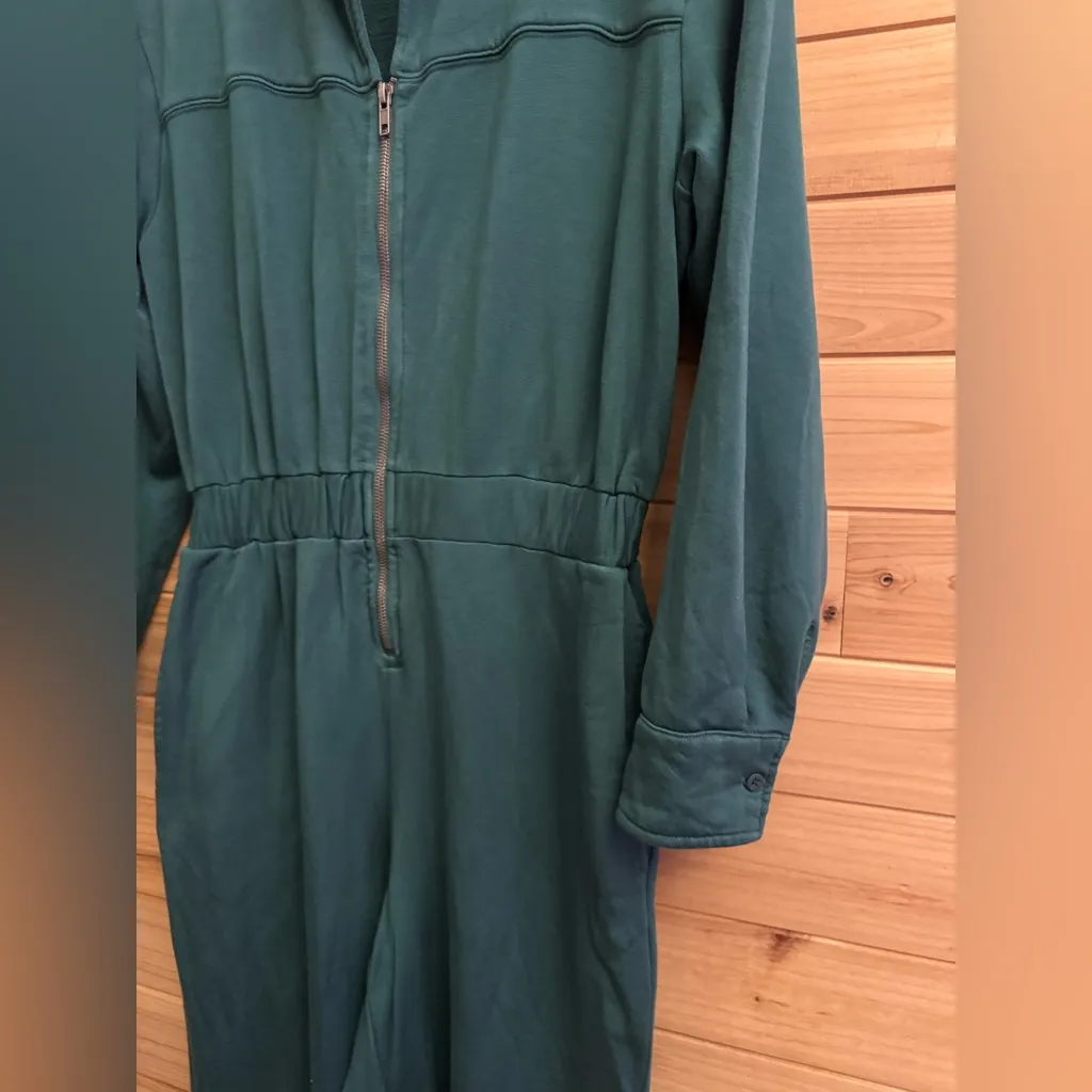 Stateside Size Small Emerald Green Fleece Long Sleeve Zippered Jumpsuit - Image 3