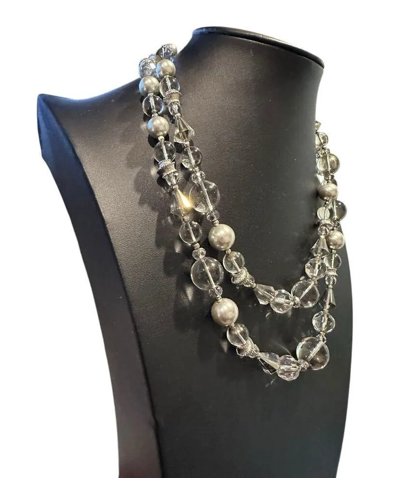 Carolee Dual Layer Clear Beaded Necklace - Image 2