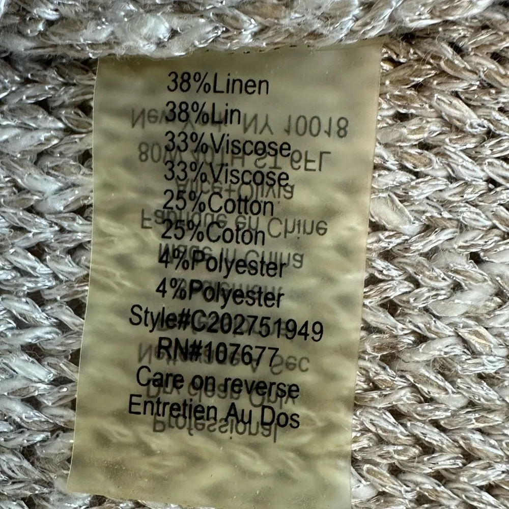 Alice &  Olivia linen blend oversized metallic beige short sleeve sweater M/L - Image 8