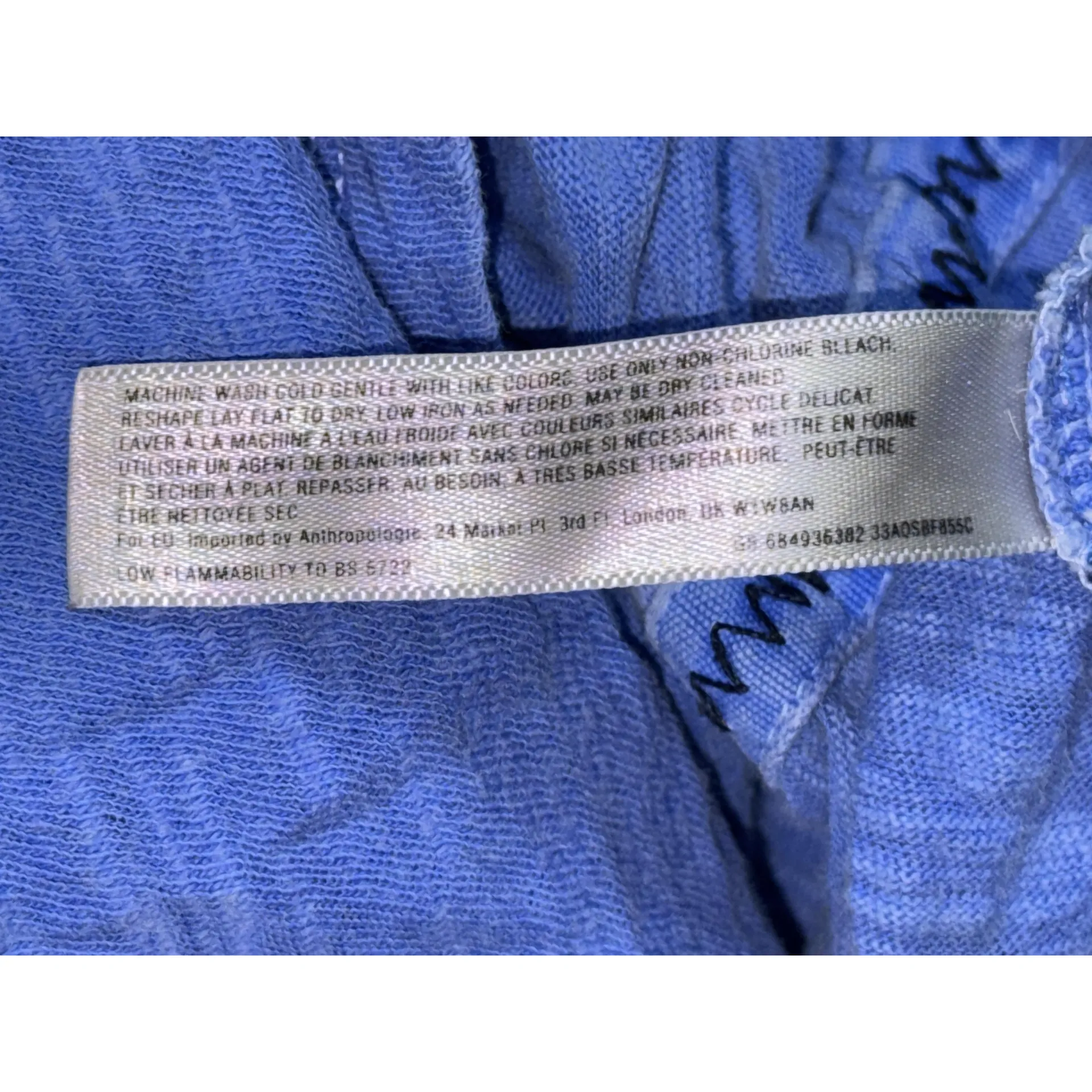 Anthropologie Heather Blue Cotton Scoop Neck Short Sleeve Tee Shirt Tops Size S - Image 6