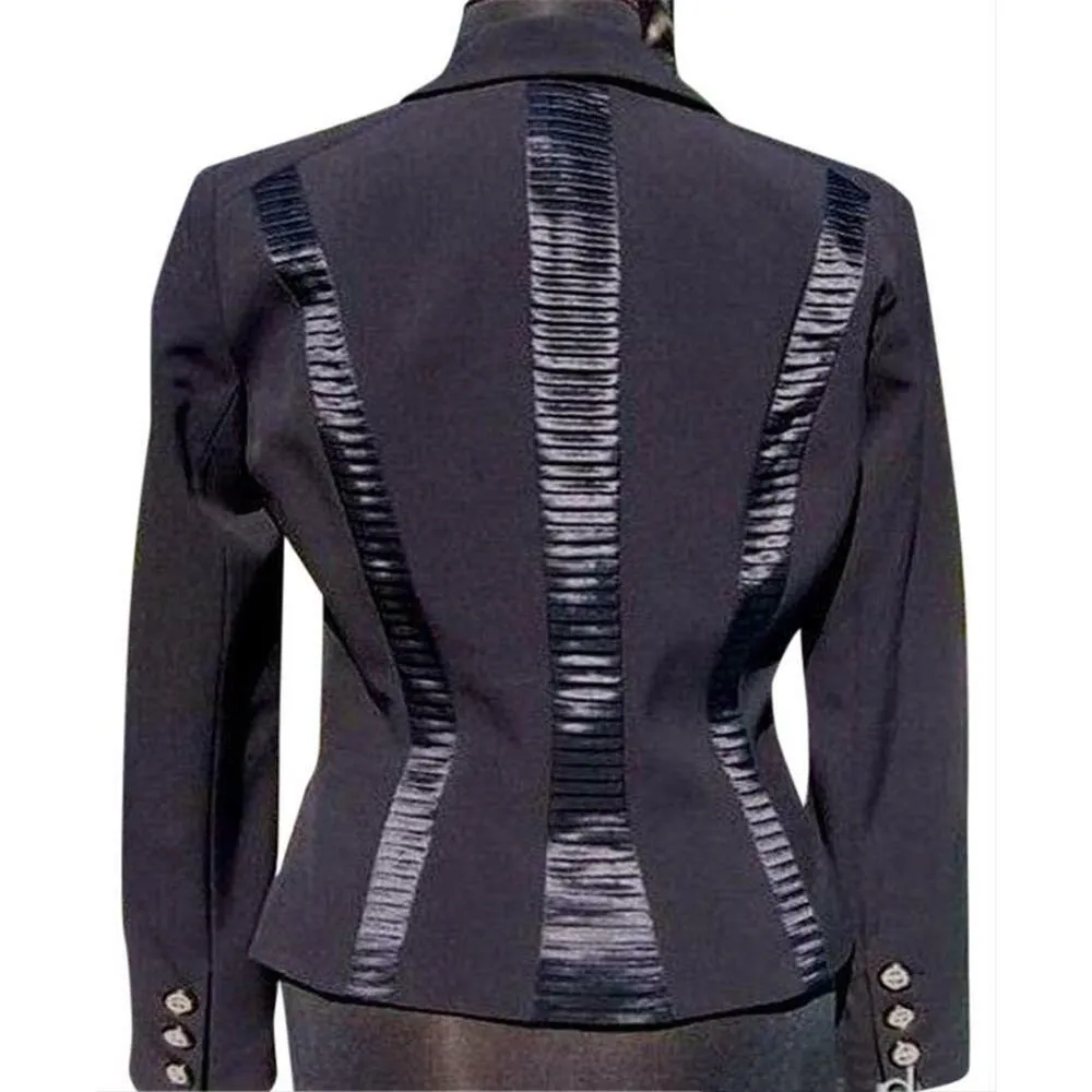 Cache Black Tuxedo Silk Trim Top Jacket New Lined Classic Front Button $228 NWT - Image 4