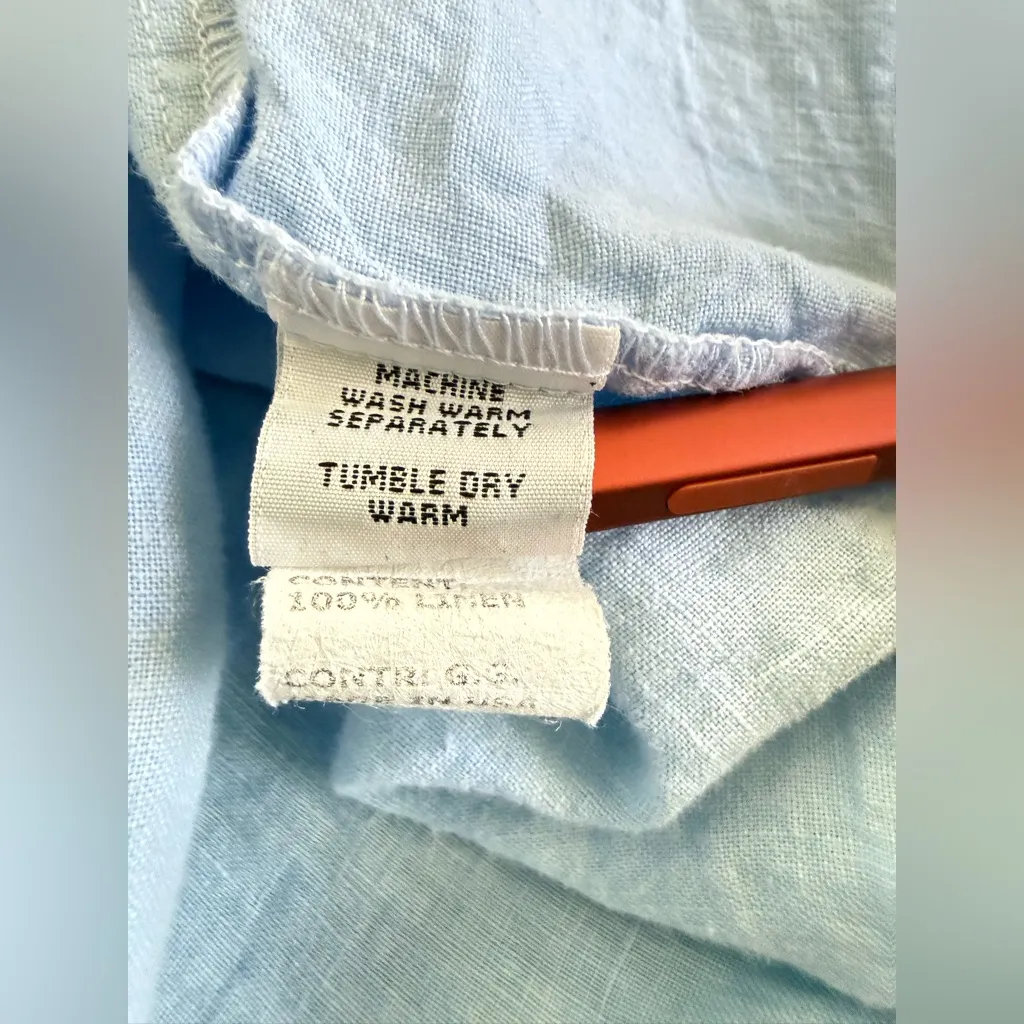 Cut Loose Linen Midi Dress Made USA Oversized Pockets Light Blue M Lagenlook Size M - Image 7