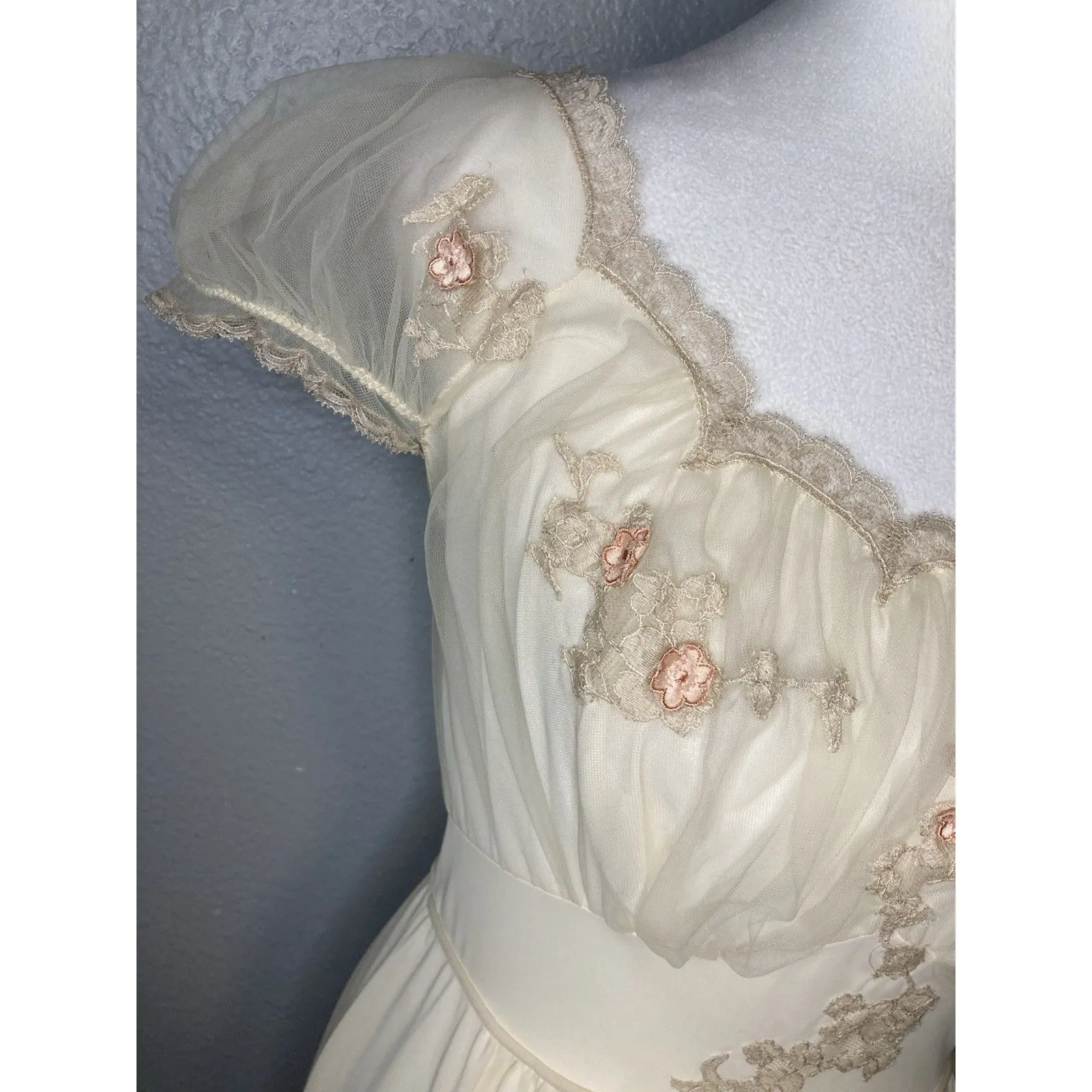 Vintage 40s/50s Artemis Nightgown Robe 32 Peignoir Set Chiffon Lace Lingerie - Image 6