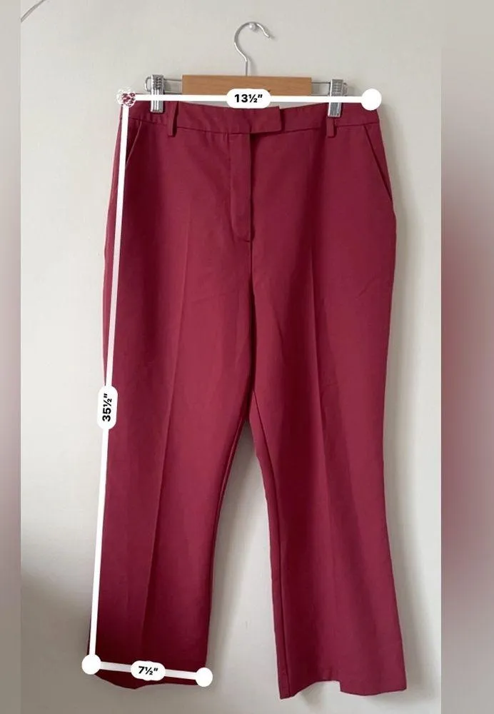 Hot Pink Rose Trousers Cropped Kick Flare US 6 RN125149 - Image 7