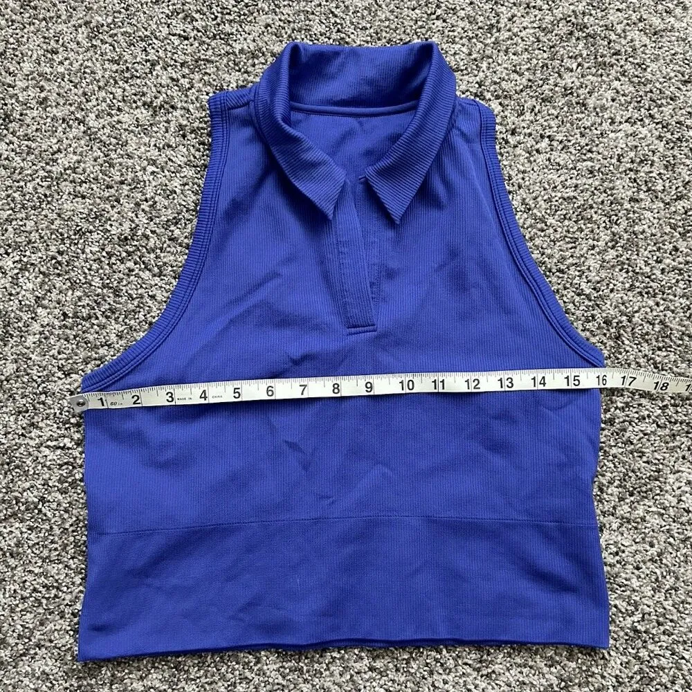 NWOT Athleta Aurora Seamless Crop Polo Tank Collared Ribbed Sleeveless Large - Image 3