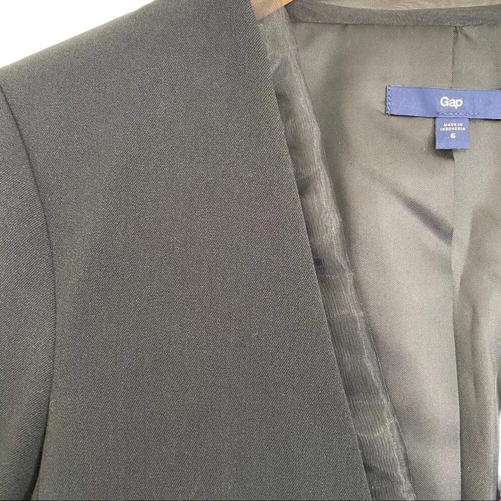 GAP Black Sheer Mesh Trim Single Button Career Office Blazer jacket 6 - Image 4