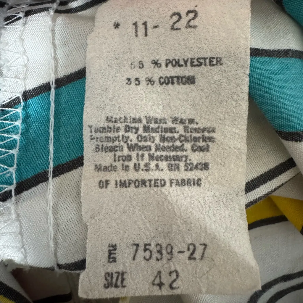 Vintage Striped Zip‎ House Dress Talon Zipper USA Made grandma core 70s White Size 14 - Image 3