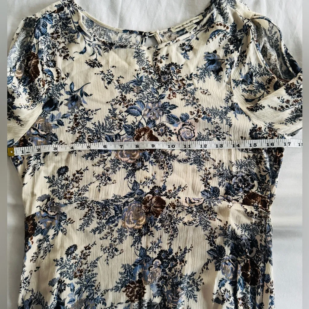 AMERICAN EAGLE OUTFITTERS Dress Cold Shoulder Blue Floral Boho Long Sleeve XS - Image 8