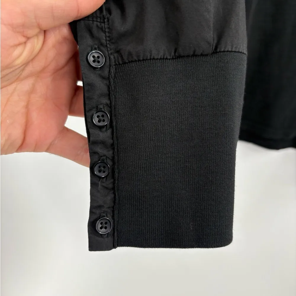 Nation ltd Jenna Cuffed Combo Tee In Jet Black v neck long sleeve blouse medium - Image 7