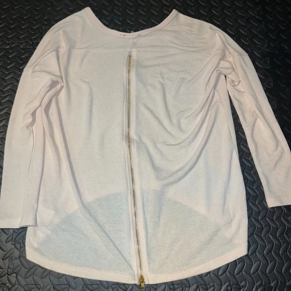 lulus zipper long sleeve blouse medium - Image 3