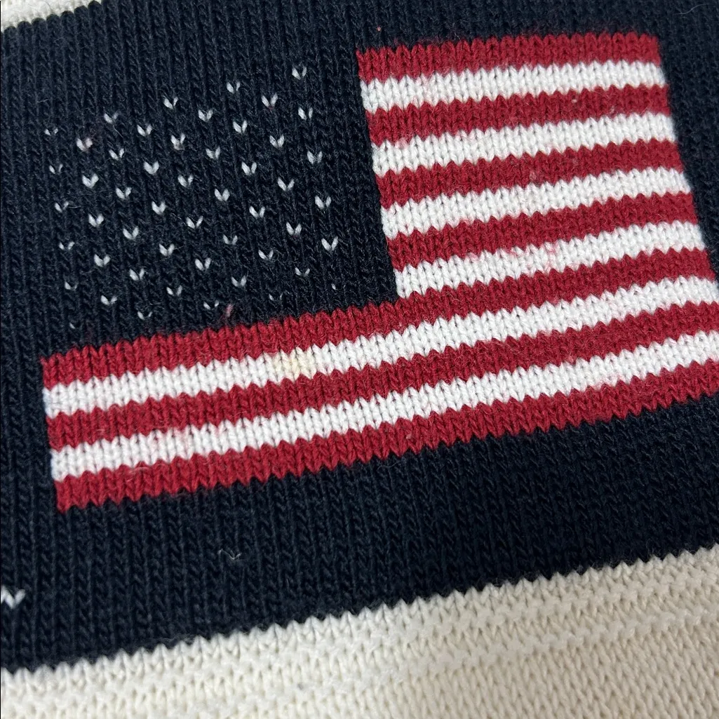 USA American Flag Knit Sweater Oversized Cream Pullover Crewneck Size 4X White - Image 6
