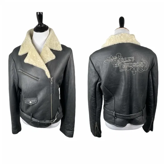 Embroidered Leather Jacket, Black, Large - Image 2