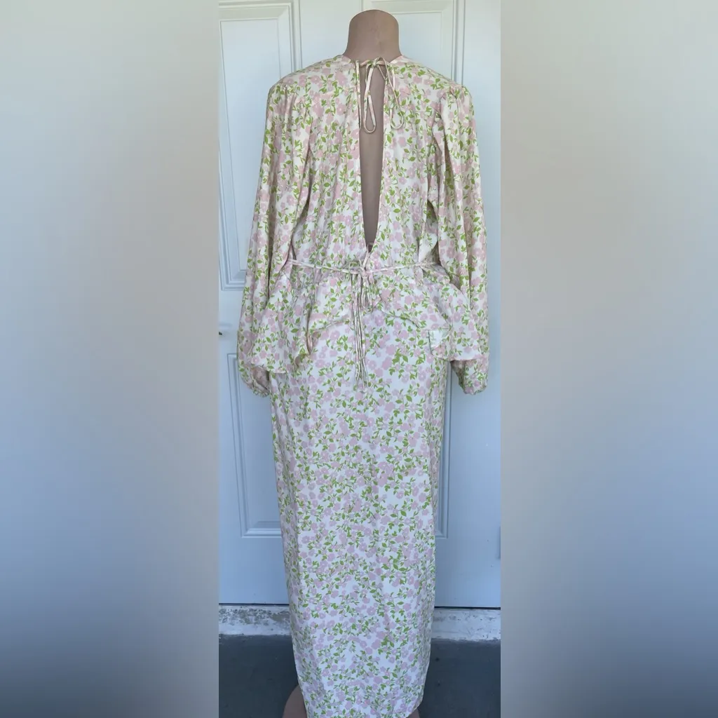 Topshop Cream and Green Floral Maxi Dress - Image 4