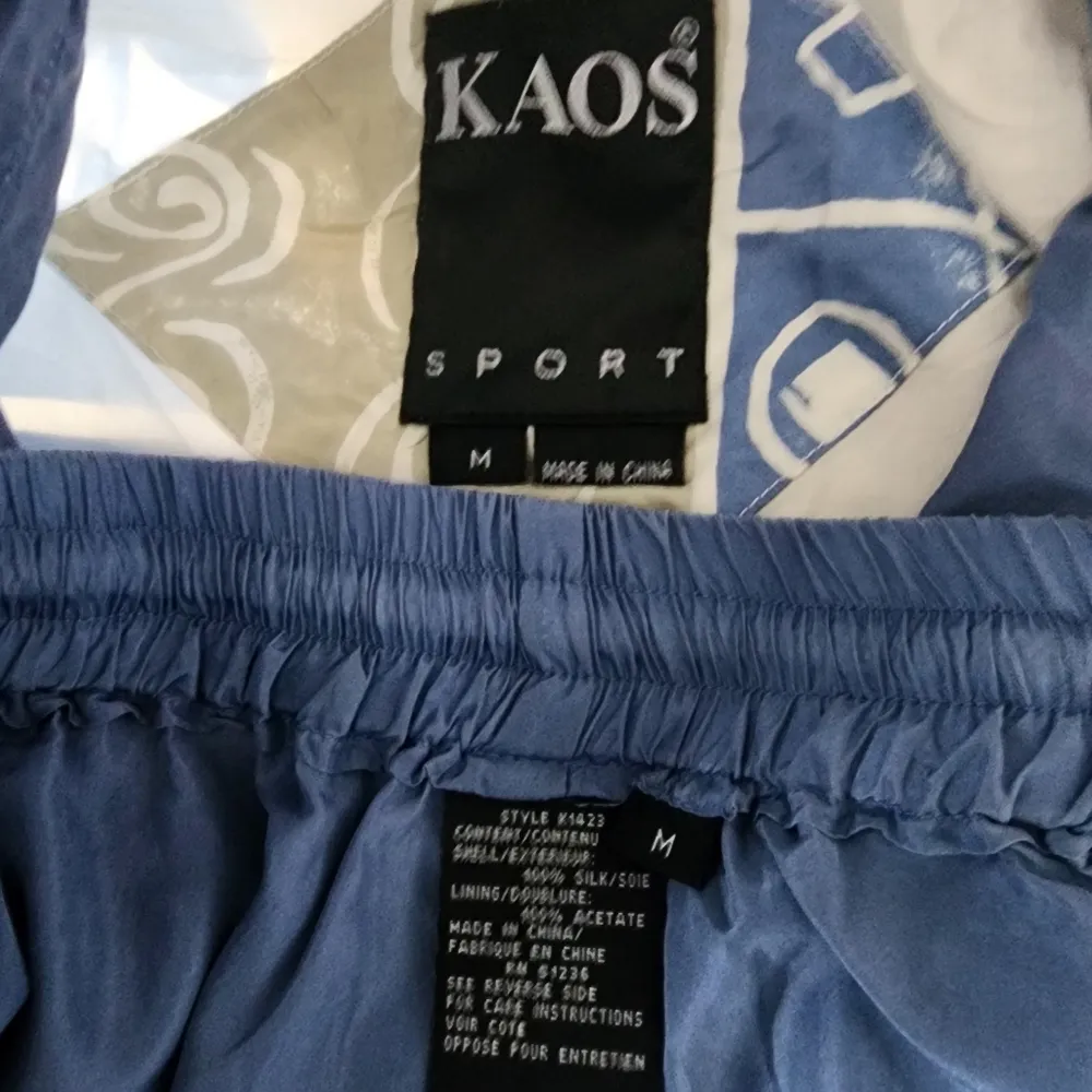 Vintage 2pc Tracksuit Silk Geometric Design Blue Size M - Image 11