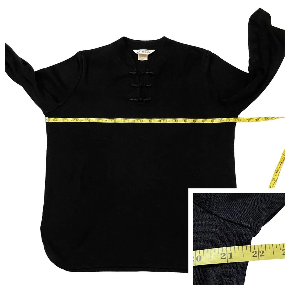 Misook Exclusively  Mandarin Collar Knit Top - Black - Medium - Image 5