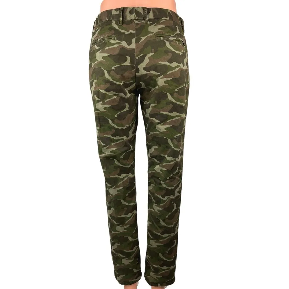 Gap Women's Green Khakis Camouflage Camo Army Military Straight Pants Size M - Image 3
