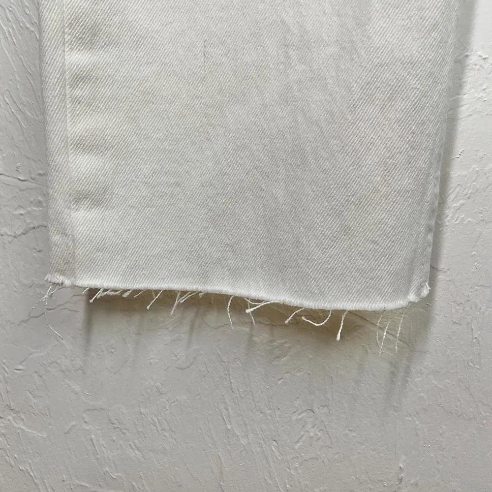 Ivory Off White Straight Leg Raw Hem Denim Jeans 4 NWT - Image 2