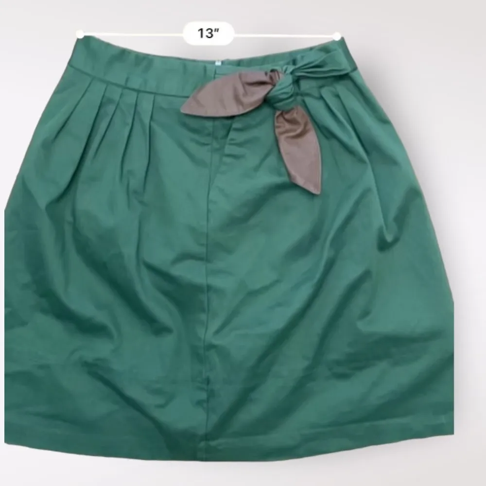 Tie Waist‎ Mini Skirt Womens Medium Green Boho Business casual - Image 4