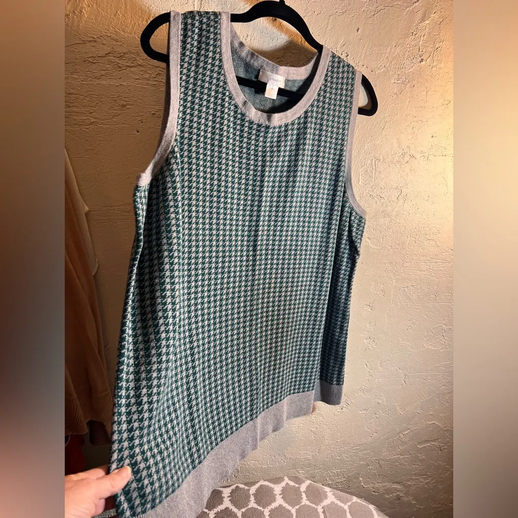 Sweater Vest Hunter Green Grey Houndstooth 2X - Image 5