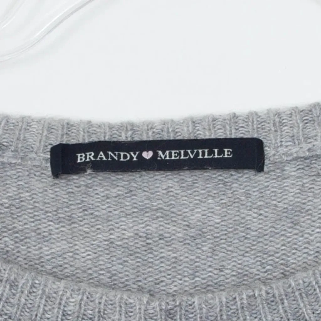 Brandy Melville‎ Wool Cashmere Blend Long Sleeve Gray Striped Sweater - Image 6